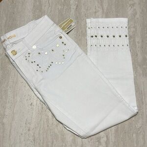 NWT Micheal Kors White Embroidered Ankle Jeans *0